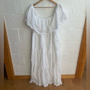 Old Navy White Eyelet Off-Shoulder Maxi Dress